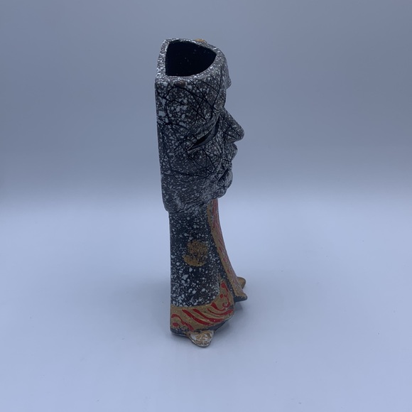 Vintage MCM Japan Boy Theater Mask Wall Pocket Vase Lava Glaze Replacement - Picture 2 of 8